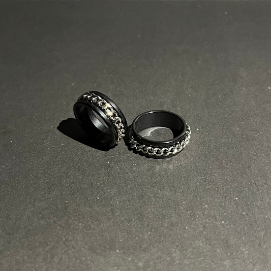 Chrome Obsidian Ring