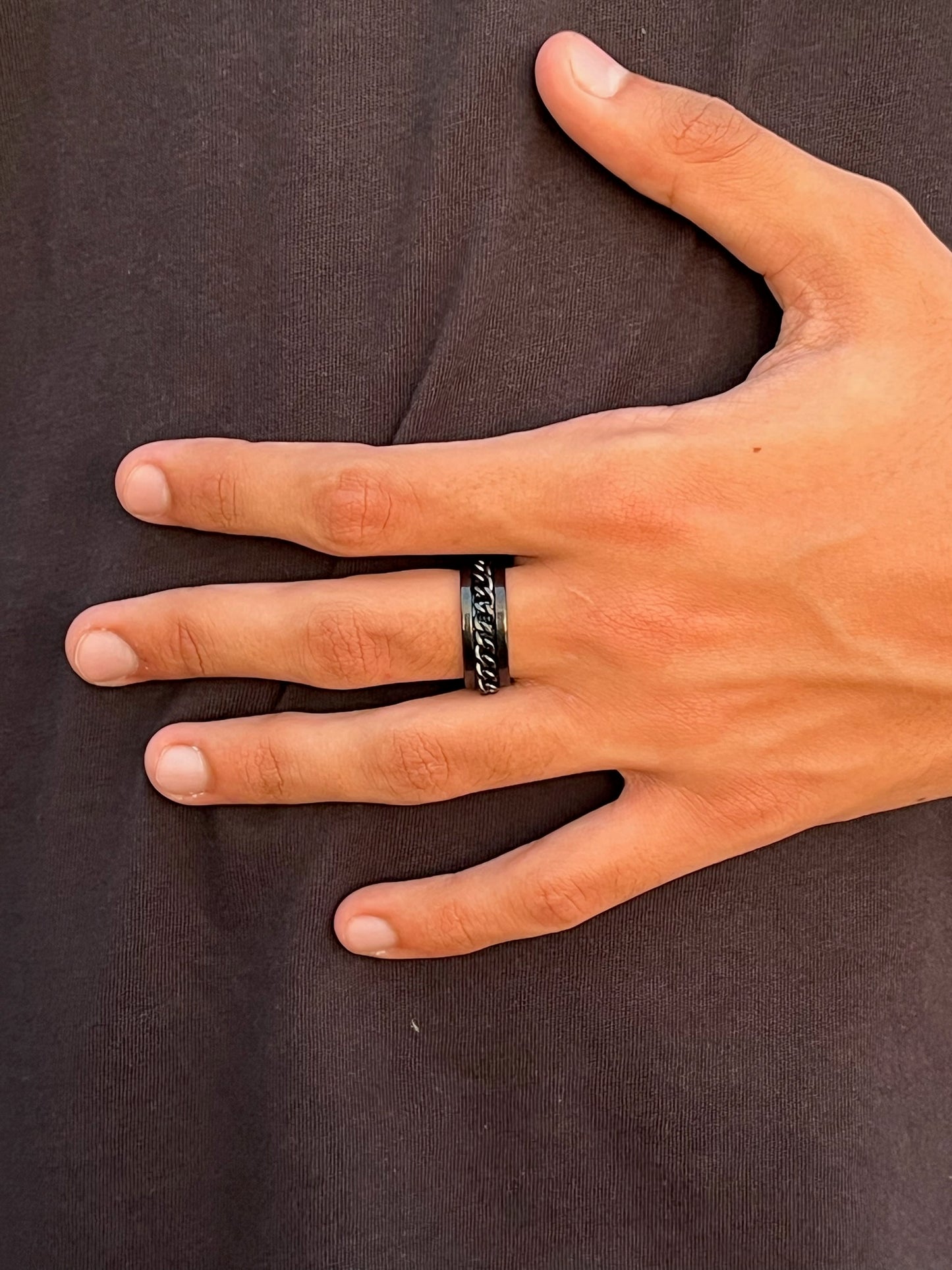 Chained Obsidian Ring